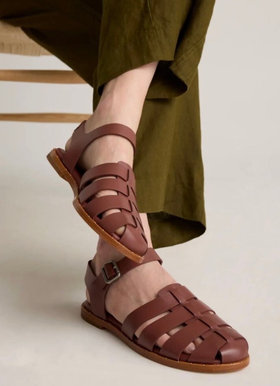 Quince Brown Leather Fisherman Sandals